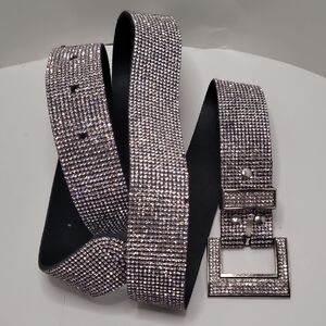 Glamorous Rhinestone Belt with Silver Buckle